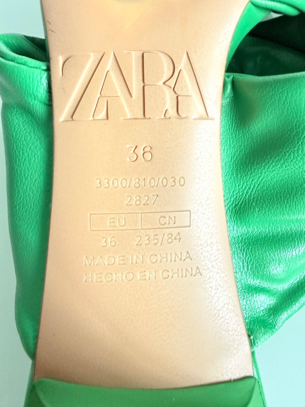 Zara Green Ruched Heeled Sandals Size 36 Double Strap Open Toe - Picture 8 of 11